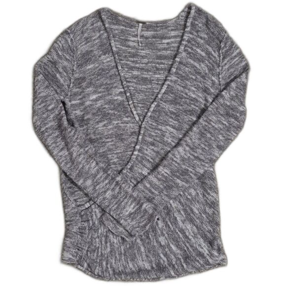 Free People Gotham Faux Wrap Top Sweater S Deep V Neck Knit Pullover Slouchy - Picture 11 of 11